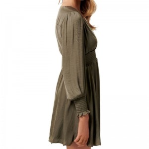 Abito mini khaki donna manica lunga a manica lunga