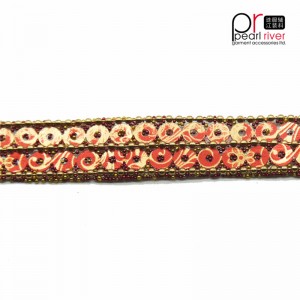 Bordature nuove con paillettes arancio cucito doppio