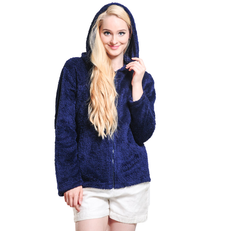 Felpa donna con cappuccio e felpa con zip blu navy