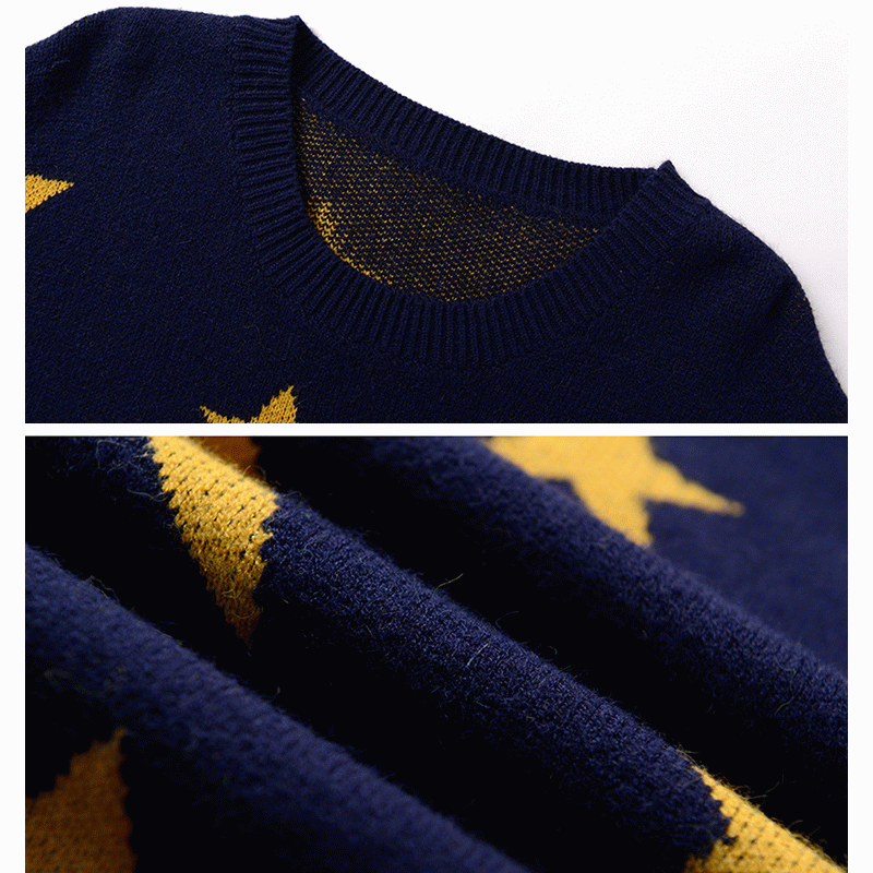 Pullover del maglione del knit del jacquard delle stelle sciolte delle signore