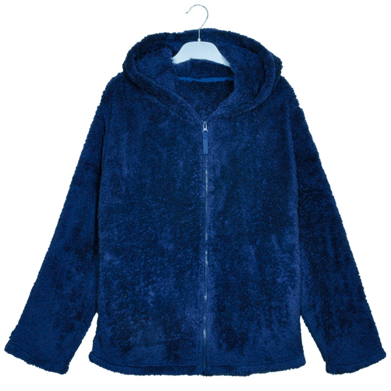 Felpa donna con cappuccio e felpa con zip blu navy