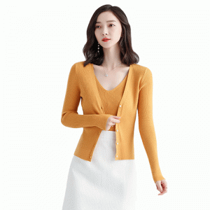 Ladies Fitted Cardigan con due pezzi e maglione gilet