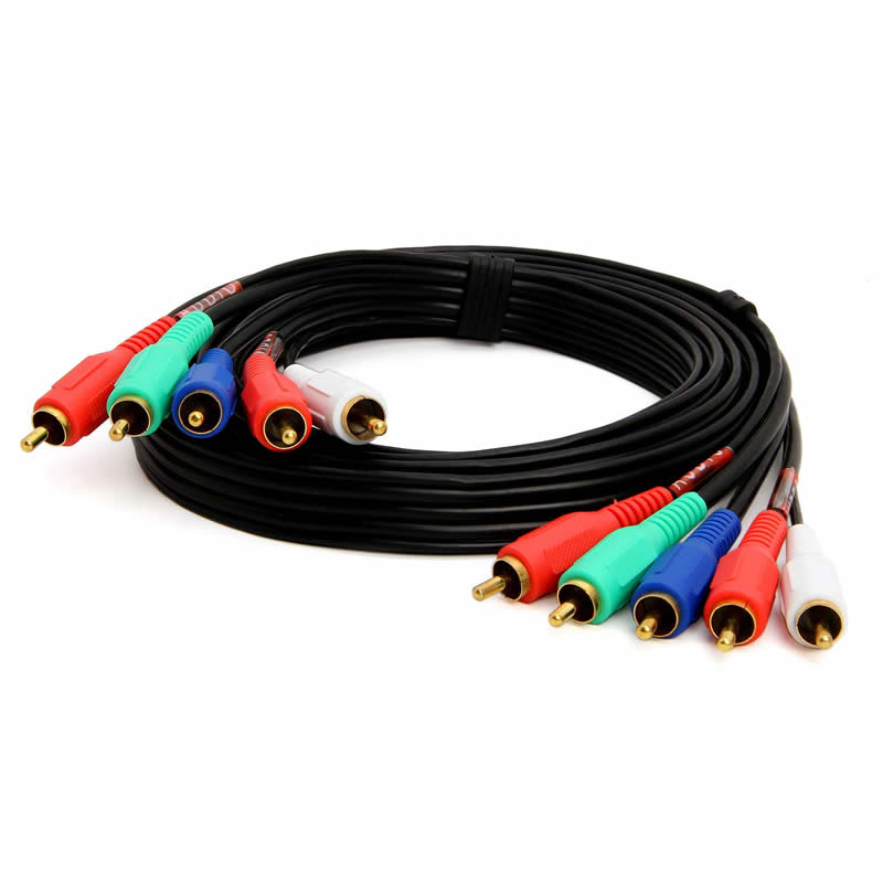 5-RCA maschio a 5RCA maschio RGB cavo audio componente video per HDTV - placcato oro RCA a RCA