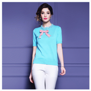 Maglione lavorato a maglia Pullover lavorato a maglia da donna con cucitura estiva e strass cucito a maglia