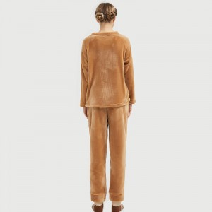 Set di pigiama da orso con ricamo animali in flanella da donna