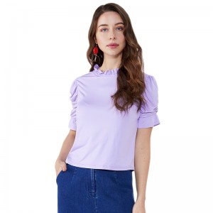 La camicetta di chiffon convenzionale di increspatura di taglio della manica della manica di modo del rivestimento dell'OEM progetta la blusa della donna delle ragazze