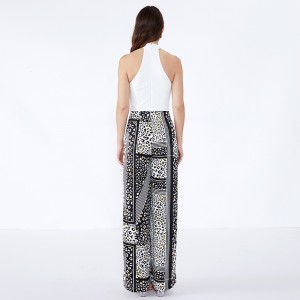 Pantaloni da donna a pantaloni moderni a fantasia casuale con pantaloni a righe