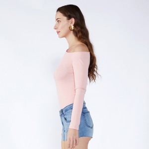 Camicetta a maniche lunghe a manica lunga da donna vintage in chiffon con una spalla JCGJ190315010