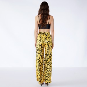 Pantaloni Leopardo Texture Donna Palazo Giallo con Elastico JCGJ190315037
