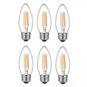 Lampadine a LED Candelabri da 60 Watt Base media, Lampadine a candelabro, Filamento dimmerabile Lampadine a LED da 60 Watt (Utilizza solo 4,5 watt), Lampadine a candela a filamento LED C37