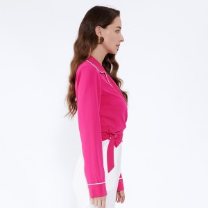 Ultimi disegni Camicetta a maniche lunghe in chiffon a righe da donna