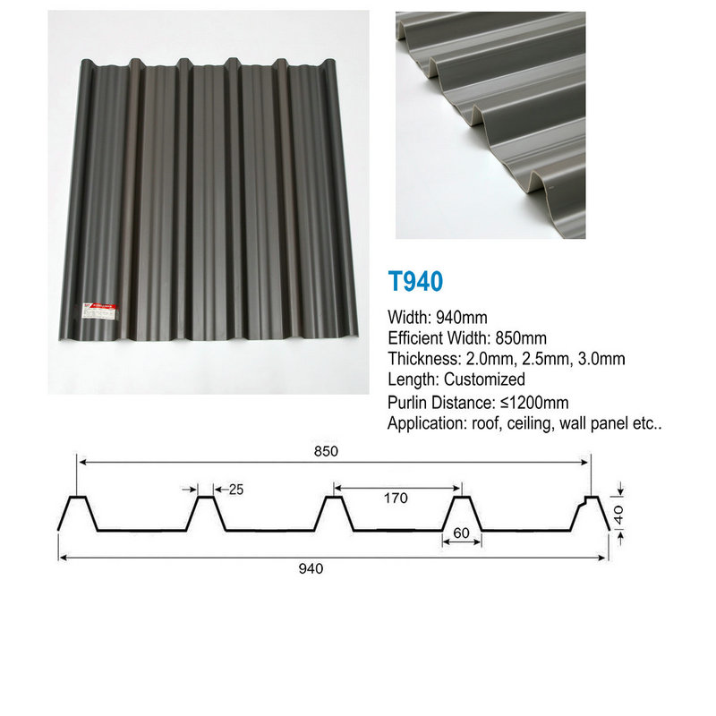 Strato ondulato del tetto del trapezio delle mattonelle di tetto del PVC di UPVC delle tegole del tetto di ASA dell'alto picco grigio