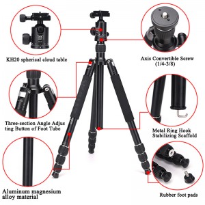 Diat AM294A KH20 Videocamera portatile in lega di alluminio Treppiedi per macchina fotografica Treppiede per fotocamera digitale da viaggio flessibile