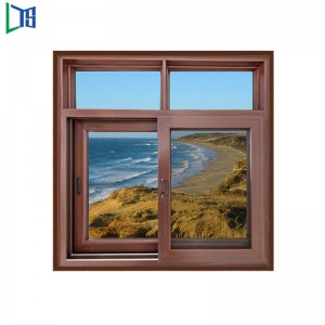 Finestra scorrevole in alluminio con vetro verticale di colore champagne con serratura di sicurezza per ufficio in polvere