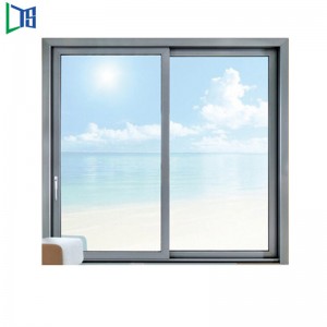 Finestra scorrevole in alluminio con vetro verticale di colore champagne con serratura di sicurezza per ufficio in polvere