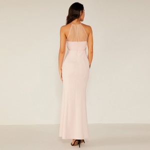 Donna sexy vintage aderente maxi elegante in pizzo bianco