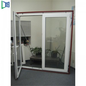 Finestre bidirezionali in alluminio temperato con apertura in vetro temperato e finestre di tornitura con rivestimento in polvere grigio