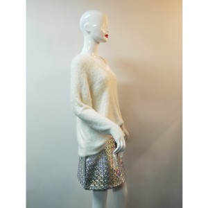 MAGLIONE BIANCO SCOLLO AV RLWS0025F