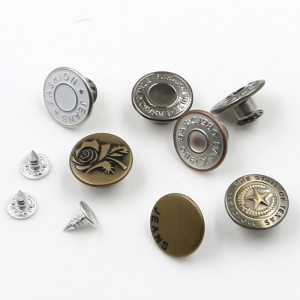 Bottone a pressione in metallo tondo stampato moda personalizzata per jeans 10