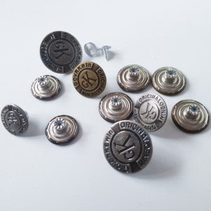 Bottone a pressione in metallo tondo stampato moda personalizzata per jeans 10