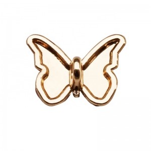 Bottone a forma di bottone a farfalla in metallo color oro con bottone a gambo per pettine a pieghe 13