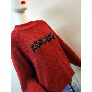 MAGLIONE DI LETTERE ROSSO RLWS0065F