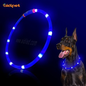 Collare Led lampeggiante per cani Materiale TPR morbido USB Ricaricabile Collare per cani Super Bright Led Tagliato a misura diversa per adattarsi ai Cuccioli