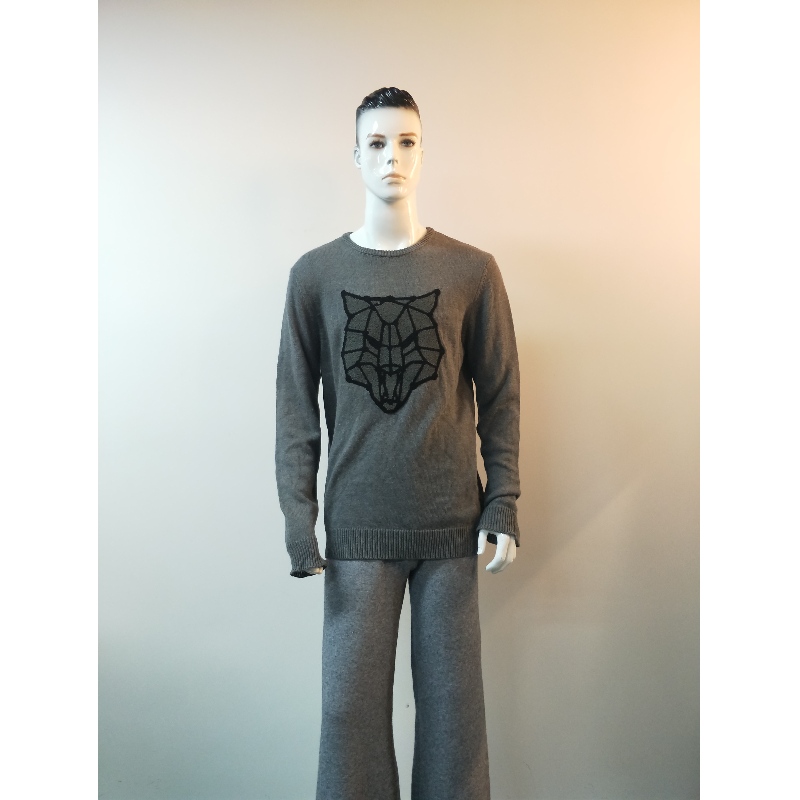 MAGLIONE GRIGIO STAMPA WOLF RLMS0057F