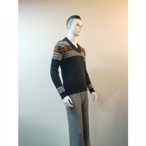 MAGLIONE SCOLLO AV STAMPA BLU RLMS0058F