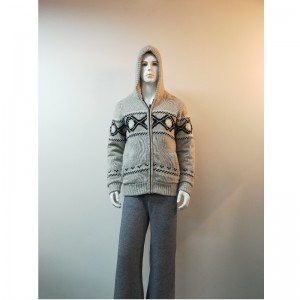 CAPPOTTO MAGLIONE CON CAPPUCCIO GRIGIO STAMPA RLMS0066F