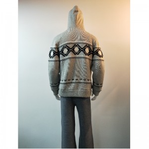 CAPPOTTO MAGLIONE CON CAPPUCCIO GRIGIO STAMPA RLMS0066F