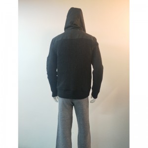 CAPPOTTO MAGLIONE NERO CON CAPPUCCIO RLMS0074F
