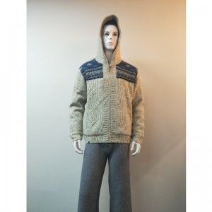 CAPPOTTO MAGLIONE CON CAPPUCCIO STAMPA GRIGIA RLMS0077F