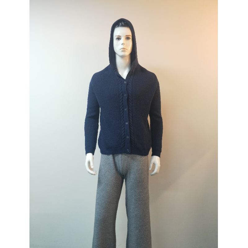 CARDIGAN BLU CON CAPPUCCIO RLMS0079F