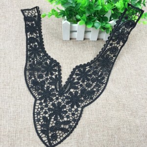 Tessuto da applique per colletto in pizzo nero floreale fai-da-te elegante da donna