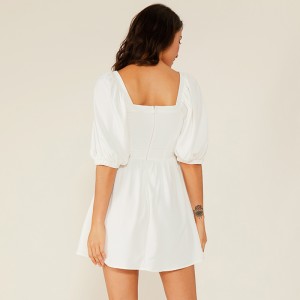 Oem Clothing Vestidos Abito casual in chiffon bianco corto a pieghe casual casual