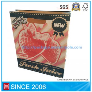 Sacchetto di carta marrone in materiale riciclato con manico fustellato