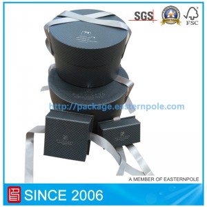 Scatola tonda di lusso con chiusura a nastro