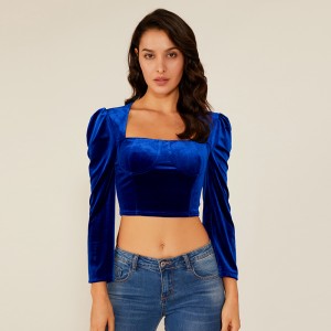 Camicetta da donna Oem in camoscio all'ingrosso con design alla moda da donna Summer Club