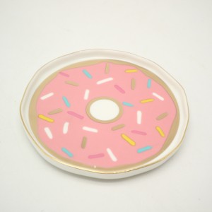 Piatto portagioie in ceramica Anello portagioie per gioielli da ragazza Anello in ceramica dorato Anello piatto