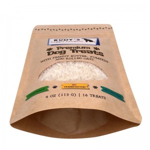 Cerniera in laminato con cerniera in carta kraft con finestrino per vetrina per cani