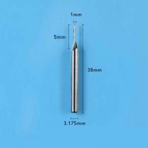 Frese in metallo duro, doppie scanalature Fresa a spirale piatta in metallo duro Fresa cilindrica Fresa CNC Diametro di taglio 1mm.