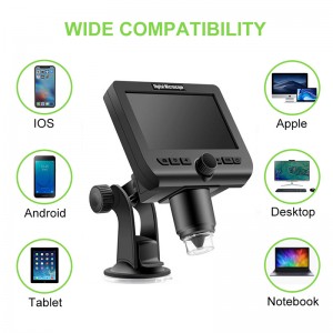 Microscopio digitale wireless ingrandimenti 1000X con schermo da 4,3 pollici 8 luci a led per iPhone Android Windows Kids Kids e kit per adulti