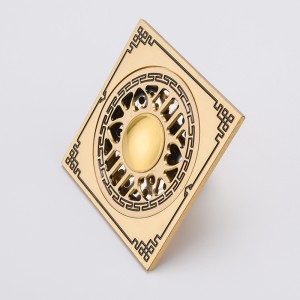 Copertura per scarico a pavimento per bagno quadrato a scomparsa con disegno nero