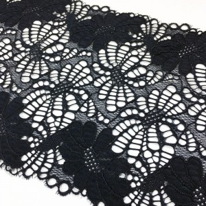 Ampio pizzo elastico di nylon spandex con 18 cm di larghezza per biancheria intima o indumenti