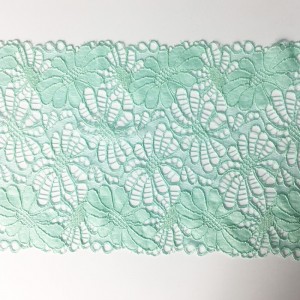 Ampio pizzo elastico di nylon spandex con 18 cm di larghezza per biancheria intima o indumenti