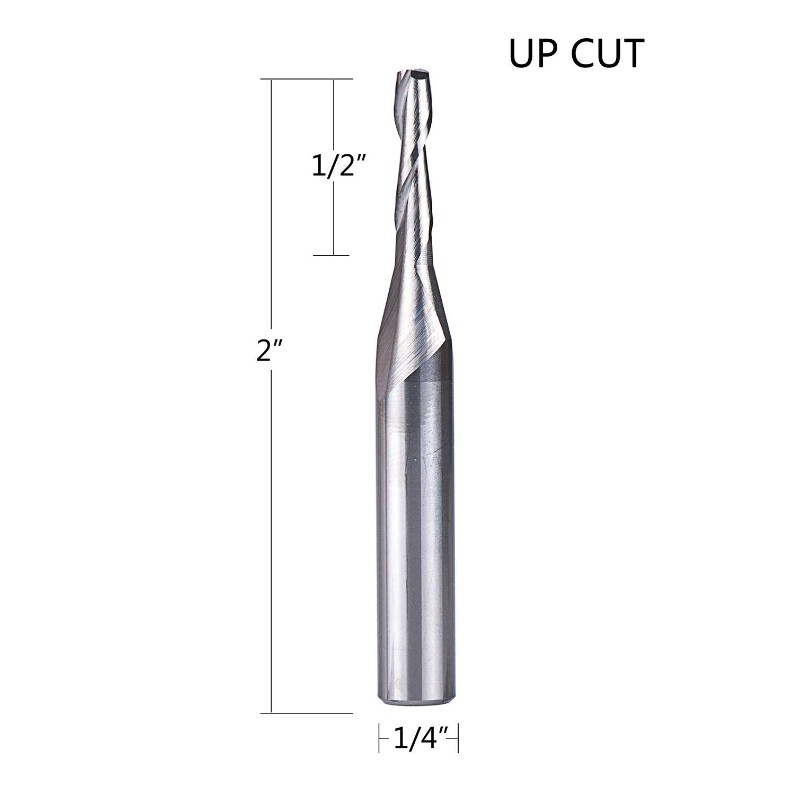 Frese a spirale con taglio alto diametro 1/8 di pollice, 1/4 pollici fresa in metallo duro integrale HRC55 con codolo 1/4 per taglio legno, intaglio