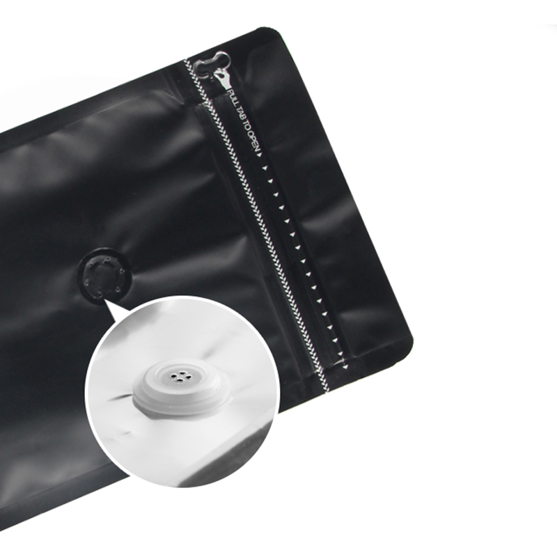 Sacchetto da caffè in alluminio da 250 g con fondo piatto e tasca laterale sigillata con chiusura a zip