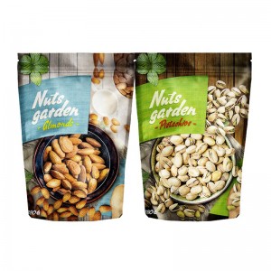 Il sacchetto con la carta kraft della chiusura lampo sta sulla borsa a chiusura lampo di imballaggio per alimenti Doypack stampato abitudine