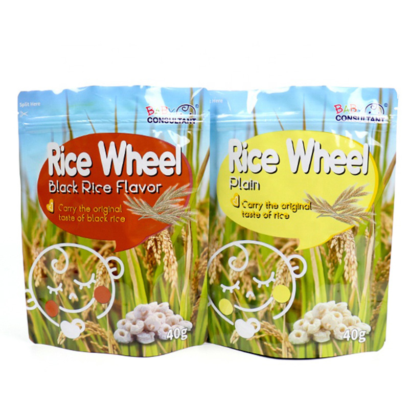 busta richiudibile per alimenti o busta per sacchetti di riso con cerniera sulla parte superiore